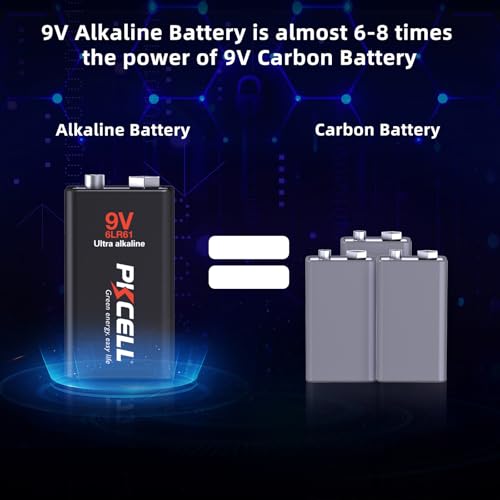 Image of PKCELL 12-Pack 9V Batteries, Ultra Alkaline 9 Volt Battery for Smoke Alarms