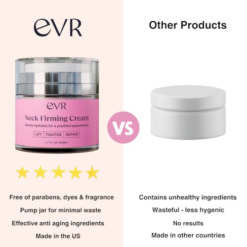 EVR BEAUTY Anti-aging Neck Firming Cream with Collagen & Hyaluronic Acid - Made in USA with Natural & Organic Ingredients Face Neck and Chest Tightening Moisturizer (Classic) - Image 3