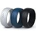 Silicone Wedding Ring for Men - 3 Rings Set by Rinfit - Designed, Safe, Medical Grade Silicone, Soft Rubber Wedding Ring - Black, Blue, Gray Men's Wedding Band - Comes with a Gift Box!