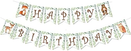 LAVVICHA Happy Birthday Banner Woodland Animal Jungle Theme Bunting Birthday Party Decorations for Baby Kids