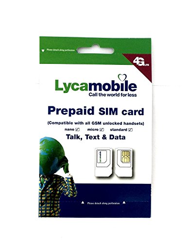 Lycamobile USA simcard Unlimited Plan 01 - 4GB at 4G Speed then unlimited Data at reduced speed