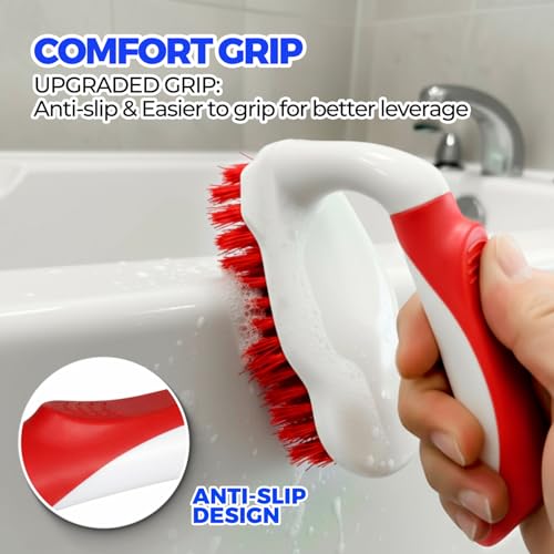 Image of Holikme 6 Pack Cleaning Brush Scrub Brush Kitchen Brush for Floor,Red