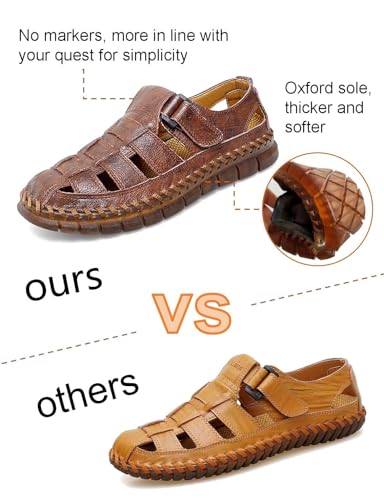 UIKGITP Mens Sandals Sandalias de Hombre Mens Casual Leather Sandals Fisherman Beach Sandals Hiking Water Shoes Closed Toe Outdoor Size 103