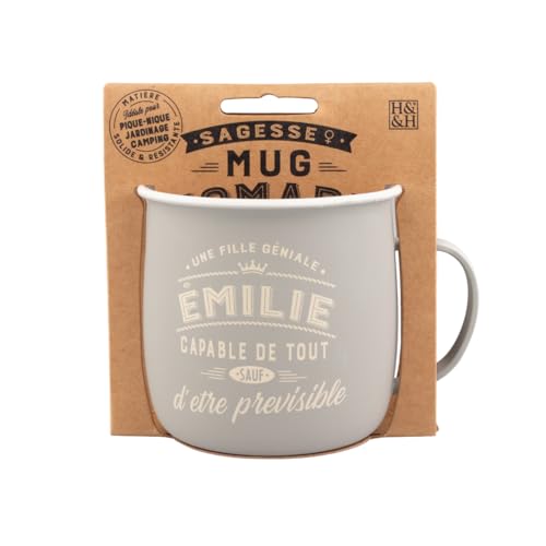 Mug Nomade - Mug à thé et café personnalisé Emilie - Cadeau pour Femme, Couleurs Pastel.