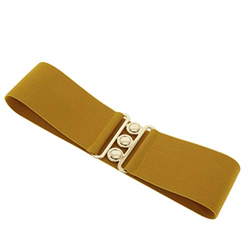 Fashiongen - Cintura Donna 7,50 Cm Larga E Elastica, Fatto In Francia, Gloria - Giallo Zafferano (Fibbia Dorata), 2XL - 4