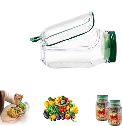 サラダポッド、垂直に重ねられるサラダポッド内蔵ボウルデザイン、食事の準備のためのウェット＆ドライアイテム、ランチ用サラダ容器、冷蔵庫用サラダ準備容器、食事の準備用のサムネイル