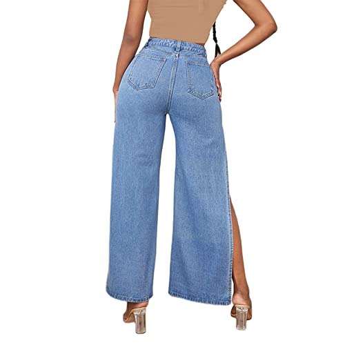 SCOMCHIC Women's High Waisted Wide Leg Ripped Jeans High Side Slit Distressed Denim Jeans Pants Relaxed Fit Baggy Jeans S-3XL2