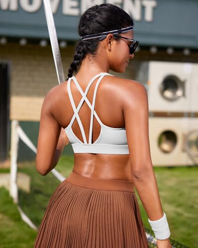 Image of RUNNING GIRL High Impact Sports Bras for Women - Scoop Neck Strappy Sports Bra High Support Moulded Cup Workout Bra