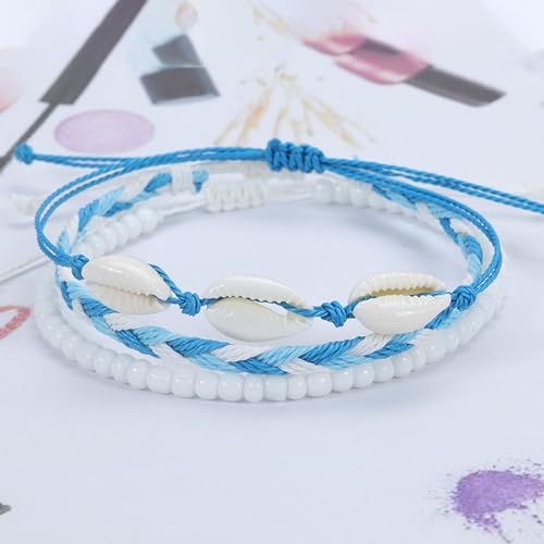 Beach Surfer Wave Bracelet for Women,Ocean Wave Adjustable Waterproof Handmade Braided String Beaded Bracelet Friendship Bracelet Anklets Summer Jewelry for Women2