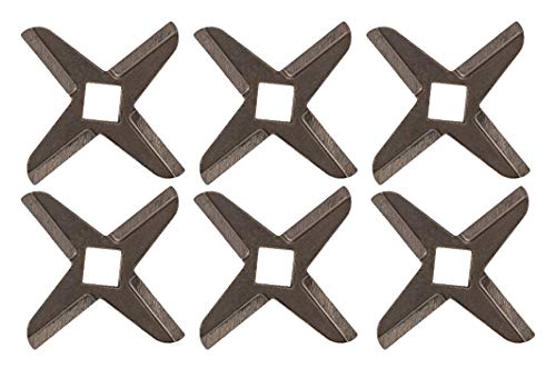 Steel Cutter Knife Replacement Blade Parts for Grinders - Size #5 - Pack of 6 - Stainless Steel Meat Cutting Grinder Blades