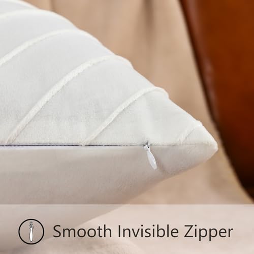 Image of Velvet Throw Pillow Covers 24x24 inch Pack of 2 Gold Decor White