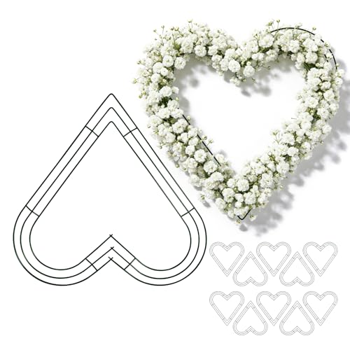12 Pack 12 Inch Heart Metal Wreath Frames Wreath Rings for DIY Crafts