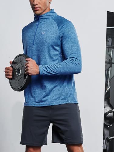 Image of NORTHYARD Men's Quarter Zip Pullover Athletic Running Shirt Long Sleeve | 1 /4 Zip Top, Quick Dry Lightweight, Moisture Wicking Breathable, Reflective Strips, Performance Workout Gym, Hiking Sports
