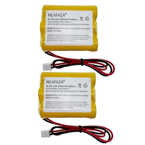 NEAFAZA 3.6v 1000mAh Ni-CD Exit Sign Emergency Light Battery Pack Compatible with OSA107 PowerSonic A5289-1 DISON KRH-15/51 KRH15/51 JLEU9 (2-Pack)