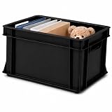 ARTECSIS® Set da 2 casse portaoggetti impilabile in plastica da 29 L, antracite, 41 x 34 x 24 cm – Casa e officina