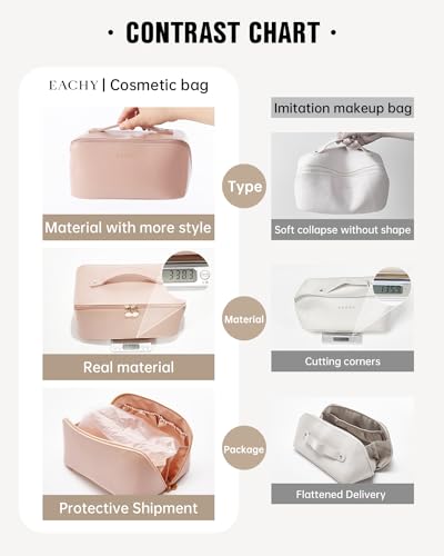 EACHY Bolsa de maquiagem de viagem, bolsas de cosméticos de grande capacidade para mulheres, bolsa d