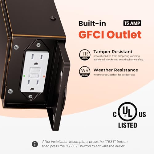 Image of Gleamz Motion Sensor Exterior Lighting Fixtures Wall Mount with Outlet | Multifunctional, Anti-rust Waterproof Front Porch Light, Farmhouse ORB (Gold Trim) Outdoor Wall Sconce for House, Dimmable