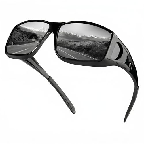 Image of VIEWBETTER Polarized Fit Over Glasses Sunglasses for Men Wrap Around Shades UV Protection Wear Over Eyeglasses SG0312