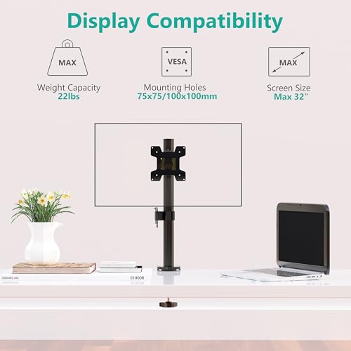 Image of WALI Single Monitor Mount, Monitors Desk Mount, Single Monitor Arm Holds Screen Up to 32inch, 22lbs, Fully Adjustable Mount Designed for Home Office Application(M001S), Black