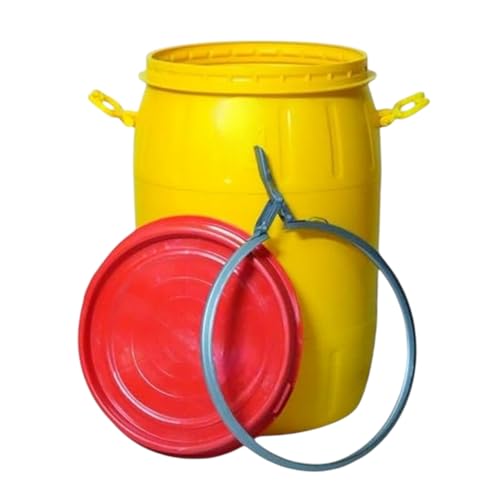 Image of Vintage Yellow Blue Drum 50 Litre Blue Water,Petro;,DEISLE,Liquid Storage CAN ZERRY CAN Oil Storage,PESTISIDE Storage - Food Grade, Strong & Reusable, Small Cap.