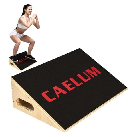 CAELUM Slant Board for Knees Over Toes, Training Incline Board for Squats, 19.7'' Wide Durable Board with Non-Slip Surface for Calf Stretch, Weightlifting, Fitness, 1000 Lbs Weight Capacity Cover