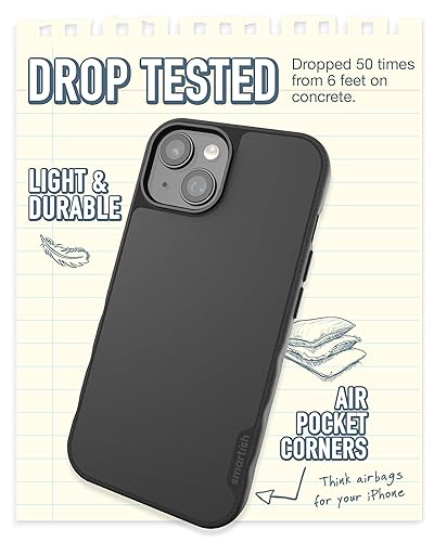 Smartish® iPhone 15 Magnetic Case - Gripmunk Compatible with MagSafe [Lightweight + Protective] Slim/Thin Grip Cover with Microfiber Lining for Apple iPhone 15 - Black Tie Affair - Thumbnail 3