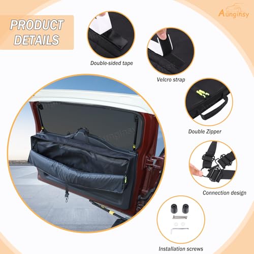 Aunginsy Tailgate Panel Storage Bags Compatible with Toyota FJ Cruiser 2007-2021+ Car Rear Trunk Organizer Back Door Panel Storage Pockets Box Multi-Compartment Oxford Cloth Expansion Accessories