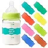 8PCS Baby Bottle Labels for Daycare Reusable to Write, Waterproof Baby Bottle Bands Name Tags Anti-Slip for Newborn Girl Boy Kids Gift Daycare