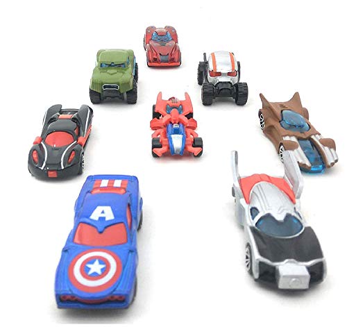 Image of Storio Metal Super Hero Theme Cars Diecast Metal Pullback Toy car Play Set for Kids Best Gifts Toys for Kids Boys - Set of 8, Multi color
