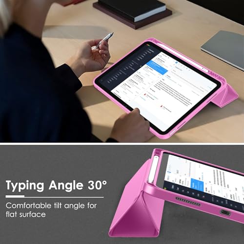 Image of ToaPoia Case for iPad (A16) 11 Inch 2025 /iPad 10th Generation 10.9 Inch 2022, Slim Trifold Stand Protective Cover with Pencil Holder and Soft TPU Back,Support Auto Sleep /Wake (Peach Red)