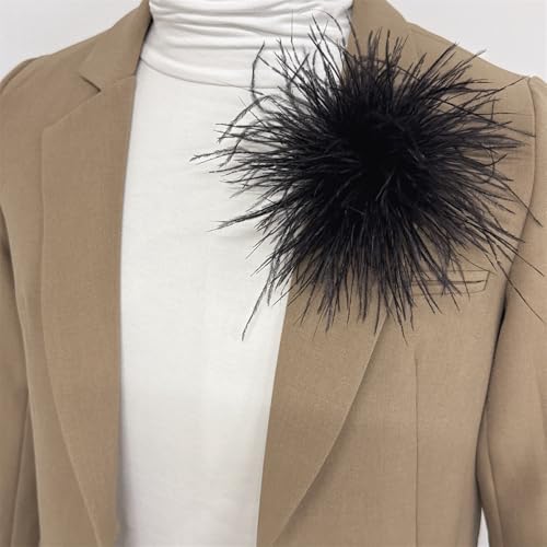 image for NewZenro Dainty Feather Flower Large Brooch Pin for Women Men Elegant 