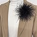 Dainty Feather Flower Large Brooch Pin for Women Men Elegant Oversized Floral Lapel Pins Shawl Dress Suit Clothes Accessories Wedding Party Dance Banquet Fashion Jewelry 150mm (Black)