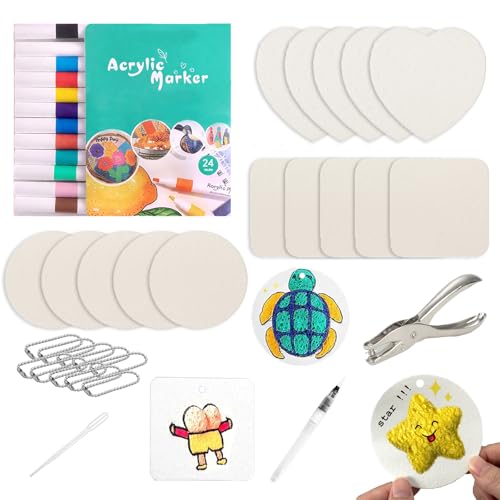 Lot de 29 peintures magiques Puffy comprenant 15 feuilles de papier à colorier en mousse pour enfants, 24 stylos 3D pour enfants, kit de peinture texturée en mousse magique, coton spatial moelleux