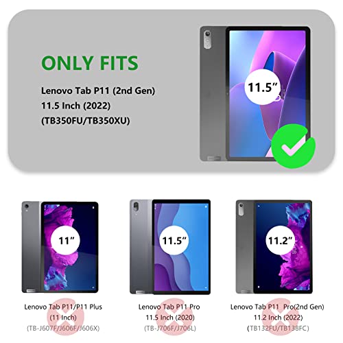 Succtopy Case Lenovo Tab P11 (2nd Gen) 11.5 Inch 2022 TB350FU/TB350XU Folio Flip PU Leather Cover with Pen Holder Tablet Case with Stand Function Cover Lenovo Tab P11 2nd Gen 11.5" 2022 - Image 2