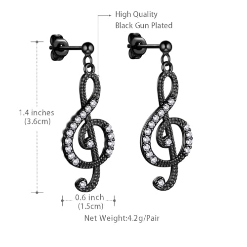 Boucles d'oreilles à tige note de musique hypoallergéniques et légères - 6