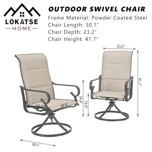 Image of LOKATSE Home High Back Textilene Outdoor Patio Swivel Chair Set of 2, 360 Mesh Rocker, for Backyard, Patio, Lawn, Garden