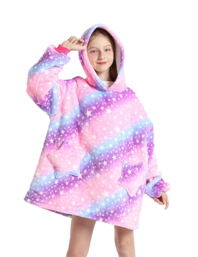 UUAISSO - UUAISSO Sweat à capuche pour fille - Couverture portable - Sweat à capuche surdimensionné pour enfants avec poche - Vêtements d'hiver, lilas, taille unique