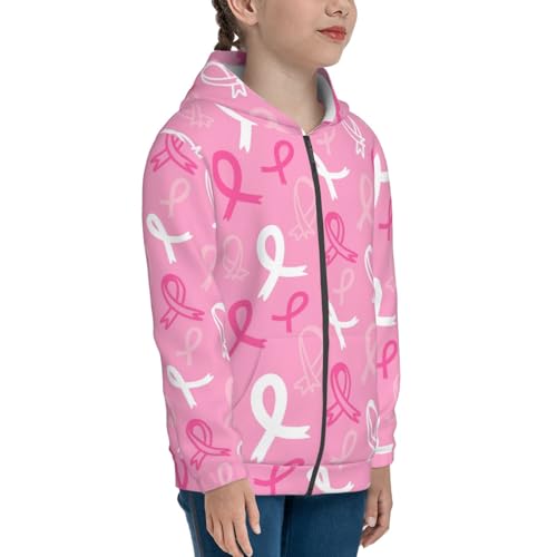 Breast Cancer Awareness (3) Kids Pullover Hoodies Boys Zip Up Sweatshirts Girls Athletic Clothes with Pocket4