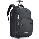 Rolling Backpack, 30L Travel Laptop Backpack with Wheels, 15.6 Inch Roller Carry on Luggage with USB Charging Port, Flight Approved Personal Item Wheeled Suitcase for Men Women Adults, Black