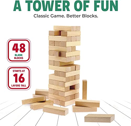 Cooltoys Timber Tower Wood Block Stacking Game – Original Edition (48 Pieces) – 2 Pack #TOP2
