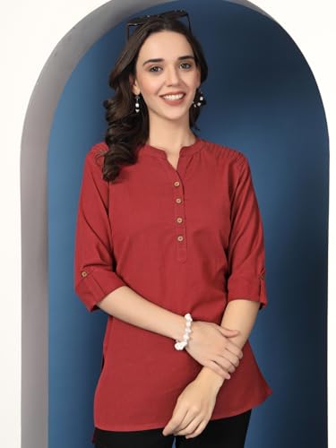 Image of Pistaa's Women's Cotton Relaxed Fit Short Kurti