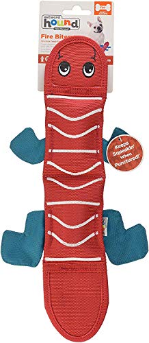 Outward Hound Fire Biterz Red Lizard Plush Firehose Material Interactive Dog Toy, Medium #TOP1