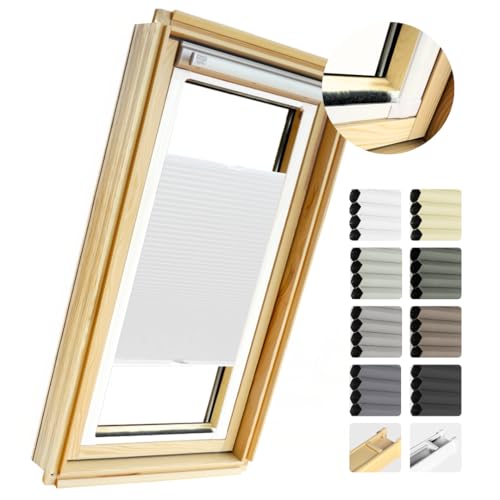 Home-Vision® Dachfenster Kassettenplissee ohne Bohren zum Kleben plissee mit schiene Waben Kollektion - 8 Farbe Dachfensterrollos Blickdicht Sonnenschutz, Montage inkl