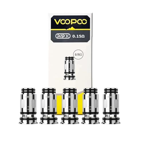 VOOPOO PNP X Coils 5 Pack - 0.15 ohm, 0.2 ohm, 0.3 ohm, 0.6 ohm for DTL/RDL/MTL Vaping, Mesh Coils, Leak Proof Design, No Liquid, No Nicotine (0.15 ohm (60-80W))