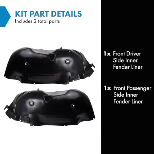 Image of TRQ Front Driver and Passenger Side Inner Fender Liner Set Compatible with 2007-2010 GMC Sierra 2500 HD Sierra 3500 HD