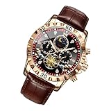 Orologio Easy Reader – Orologio Sportivo Impermeabile 105 G | Orologiu Analogico Con Bagliore Delle Fasi Lunari Con Cinturino In Pelle PU – Custodia In Metallo Resistente Orologiu Da Polso Per Sport A