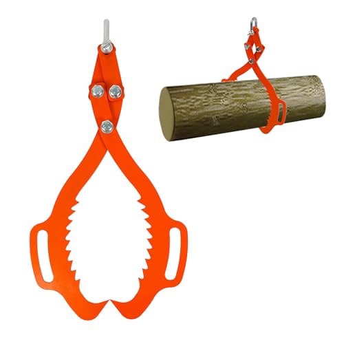 biosp Claw Hook, 25in Claw Log Grapple for Logging Tongs, Heavy Duty Grapple Timber Claw, Lumber Skidding Tongs Logging Grabber, Timber Lifting Tongs for Truck, ATV, Tractor (25”-Orange)