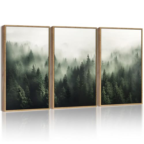 SHENIFY Green Fog Pine Tree Forest Canvas Wall Art 11x14in