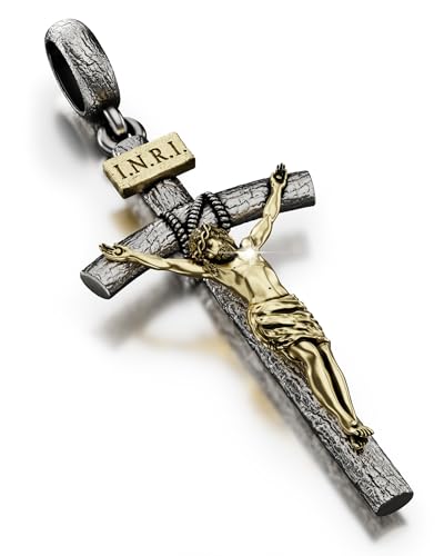 Catholic Crucifix Necklace for Men and Women, Antique Silver/Gold/Silver Gold Cross Necklace with Exquisite Jesus Pendant, 18~30