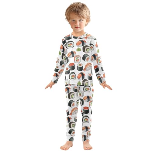Pajama Sets Long Sleeve Japanese Sushi Rolls Pattern Soft Comfy Sleepwear 2 Piece PJS 3-8T2